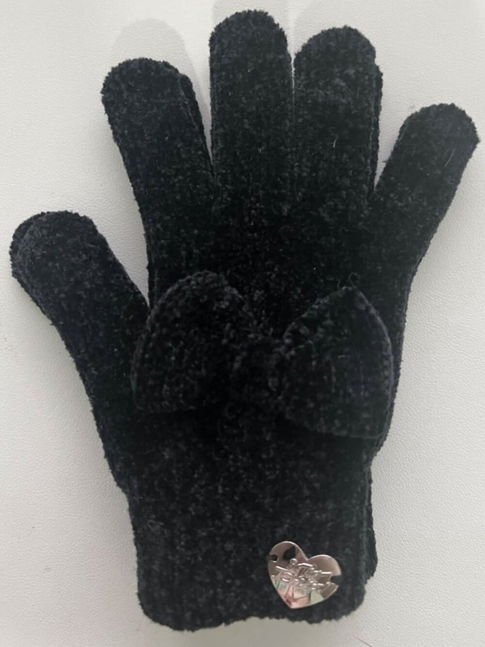 Betsey Johnson chenille bow gloves